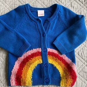 Hanna Anderson Blue Rainbow Kids Cardigan, 2T